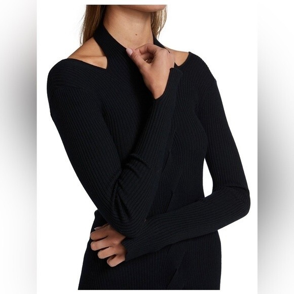 SIMKHAI Alejandra Twisted Cable Fitted Dress Black Size M NWT - Picture 8 of 9